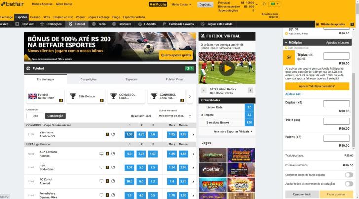 Como fazer uma aposta múltipla na Betfair Esportes
